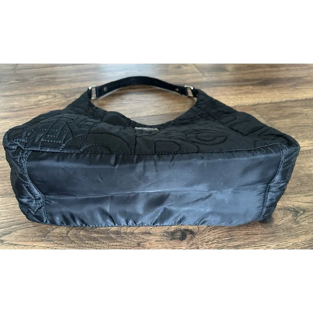 Kenneth Cole Reaction Y2K Black Quilted Nylon Logo Hobo Shoulder Bag